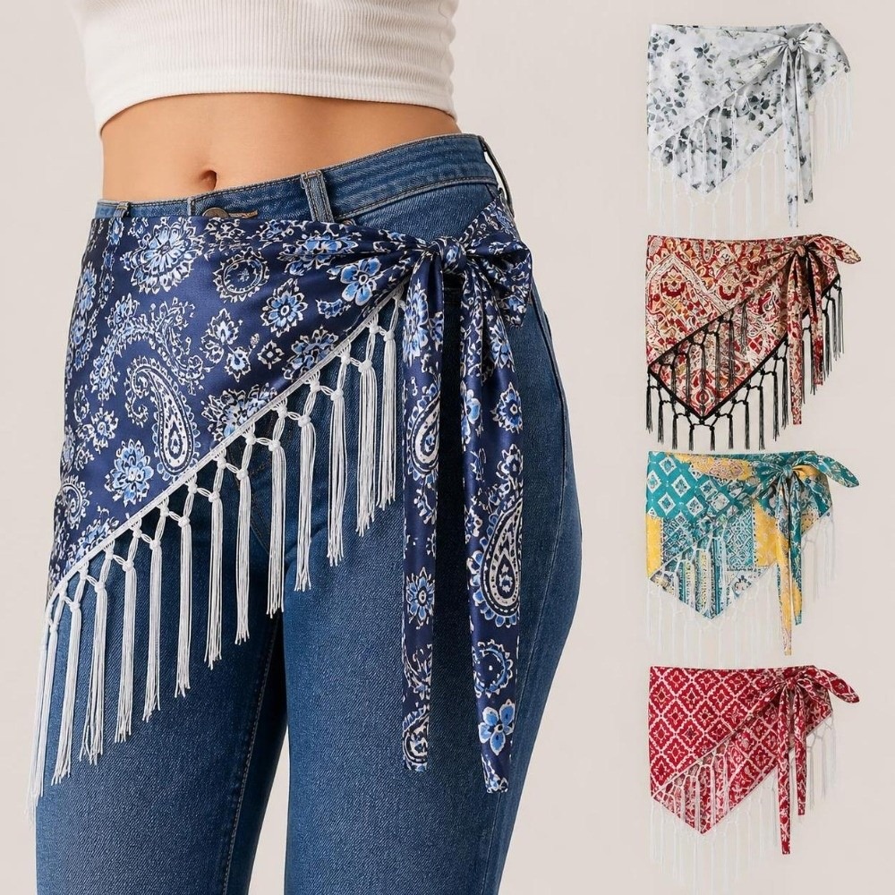 Ethnic Paisley Print Hip Scarf - đánh giá và giá Y2K Ethnic Fashion